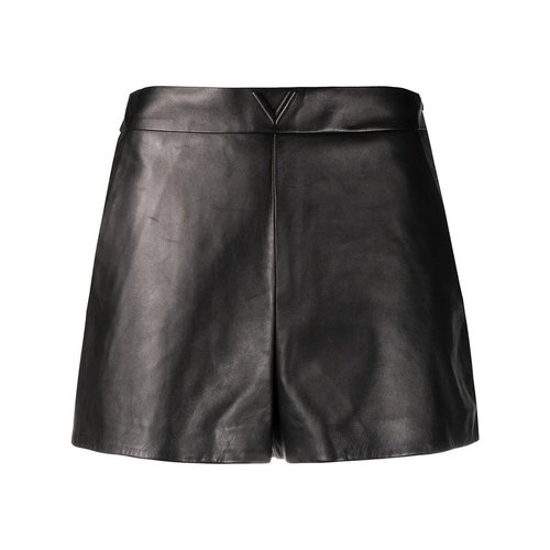 Valentino Garavani HighWaist Leather Shorts - Black - UB3NH01W1Y90NO