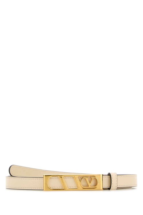 Valentino Garavani Ivory Leather Vlogo Signature Belt - 7W0T0SU1IYRREN