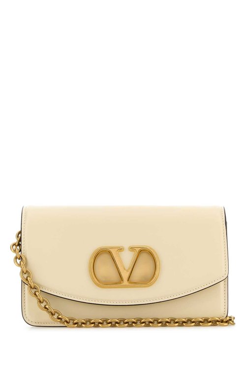 Valentino Garavani Ivory Leather Vlogo Signature Shoulder Bag - White - 6W0B0R71GCBREN