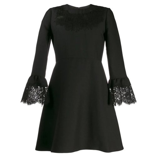 Valentino Garavani Lace Insert Mini Dress - Black - SB3VANB71CF0NO