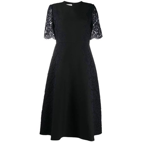 Valentino Garavani Lace Sleeve Dress - Black/Navy Blue - UB3VATK5360N1N