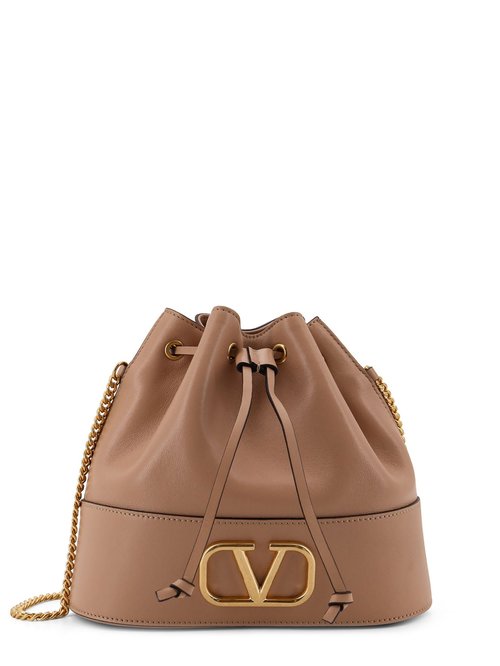Valentino Garavani Leather Bucket Bag With Vlogo Signature - Pink - 8W2P0T83HPFWRP