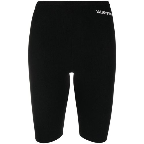 Valentino Garavani Logo-Embroidered Cycling Shorts - Black - VB3KFA056550NO