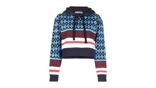 Valentino Garavani LogoPrint Striped Hoodie - Celeste/Blue - WB3MF12F6P0C49