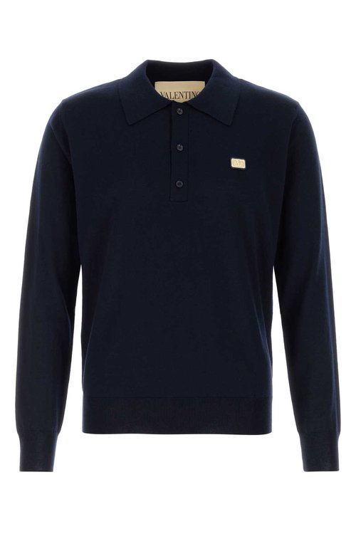 Valentino Garavani Midnight Blue Wool Polo Shirt - 8V3KP04DBCJ598