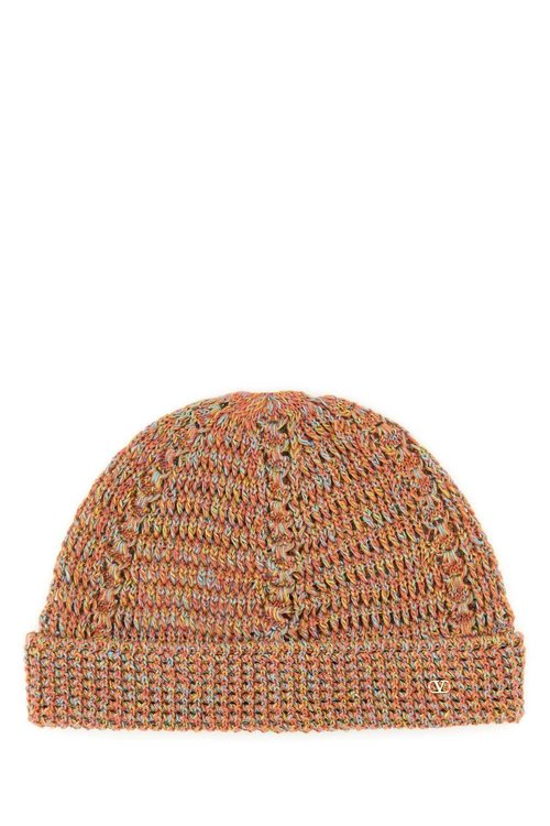 Valentino Garavani Multicolor Linen Blend Knitted Vlogo Signature Beanie Hat - 6Y0HB02QJCLAH2