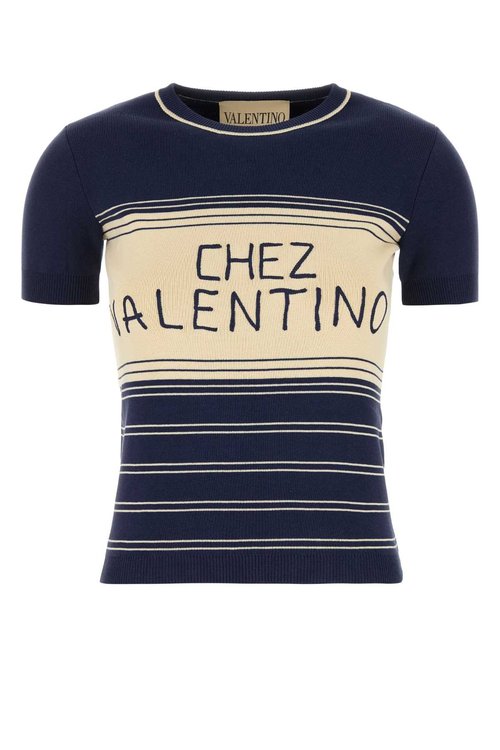 Valentino Garavani Navy Blue Cotton Sweater - 7B3KC65C9EMDSV