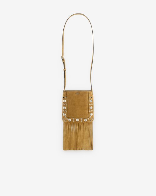 Valentino Garavani Nellcôte Suede Small Shoulder Bag With Fringes - Havana Beige - 7Y2B0R34JET