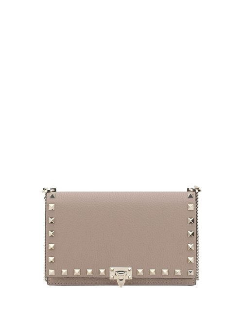 Valentino Garavani Pouch With Rockstud Chain In Grained Calfskin - 6W2P0Y59VSHP45