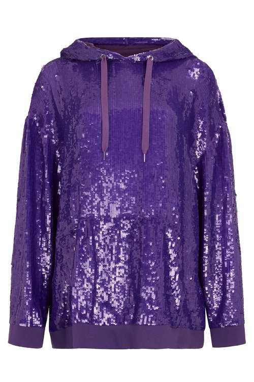 Valentino Garavani Purple Hoodie With Glittering Sequins And A Loose Fit - XV0MF18I8F0PVD
