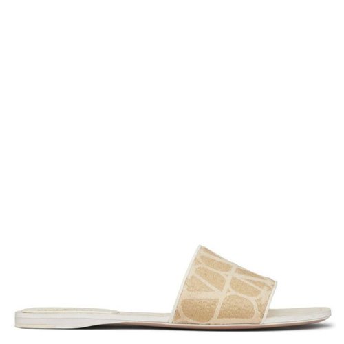 Valentino Garavani Raffia Slides With Logo - 4W2S0GS4QSJYT3