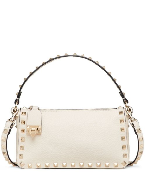 Valentino Garavani Rockstud Small Leather Shoulder Bag - Beige/White - WB0J47VSFI16