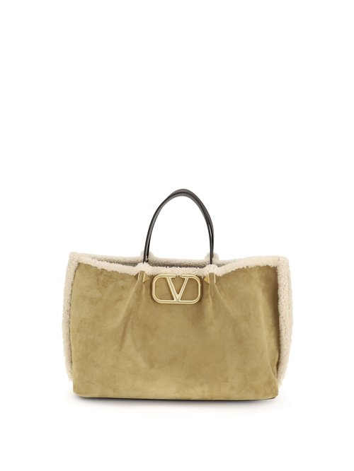 Valentino Garavani Suede And Sheepskin Medium Tote Bag - Yellow - 7W0B0R44UVTA8G