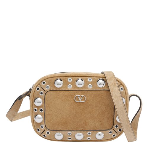 Valentino Garavani Suede Nellcote Crossbody Bag - Beige - B0R74JETRDX