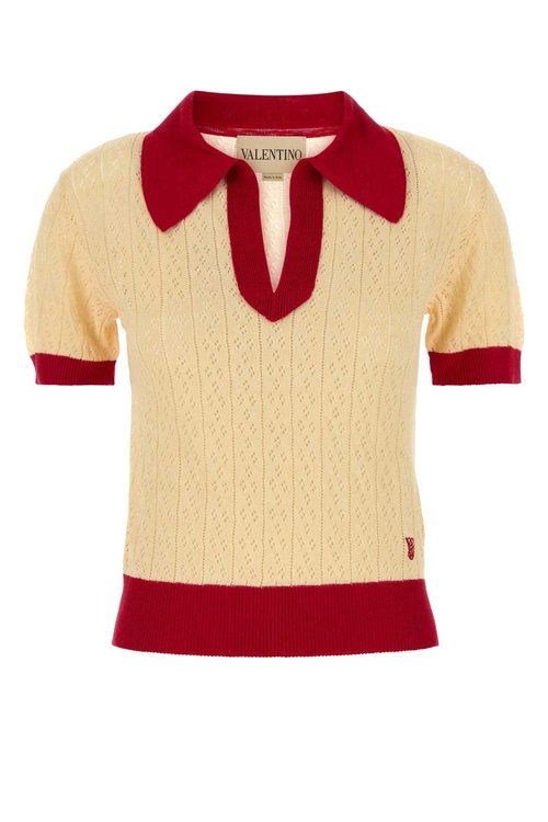 Valentino Garavani Two-tone Linen Blend Polo Shirt - 7B3KC65H9GSBRS