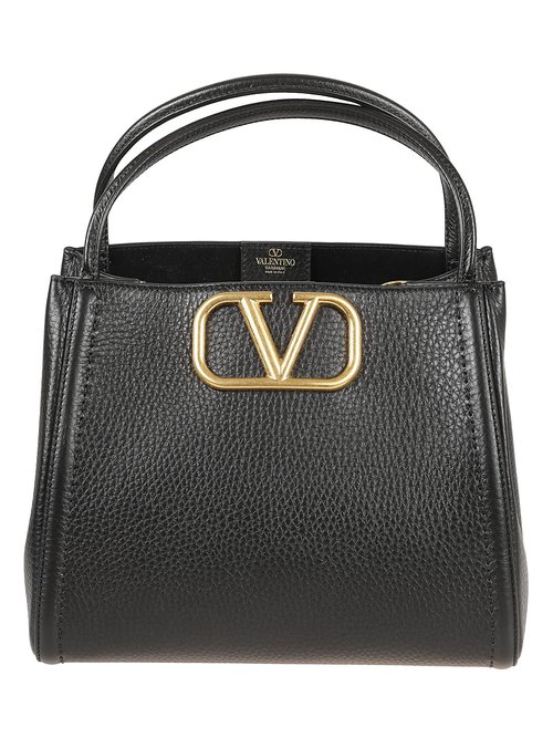Valentino Garavani V Plaque Double Top Handle Tote - Black - WB0R21IMZ0NO