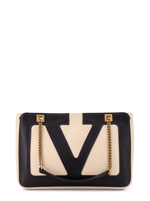 Valentino Garavani Viva Superstar Leather Shoulder Bag - Black/White - 7Y2B0R14PTJR4V