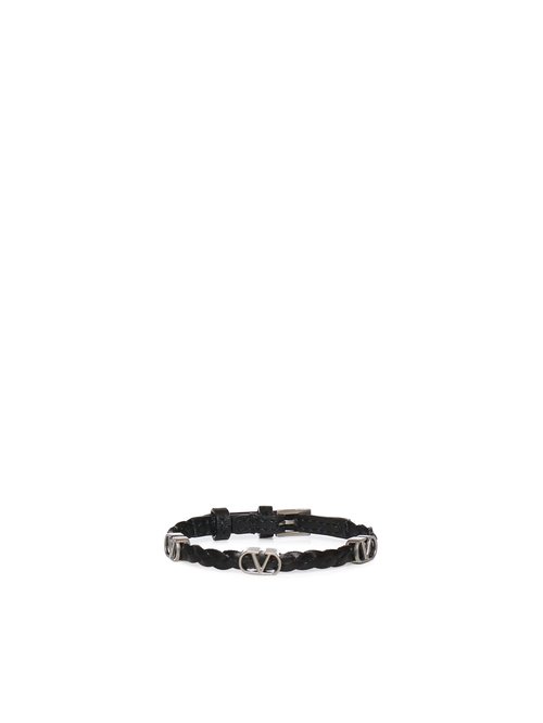 Valentino Garavani Vlogo Signature Braided Calfskin Bracelet - 8Y2J0X71QGP0NO