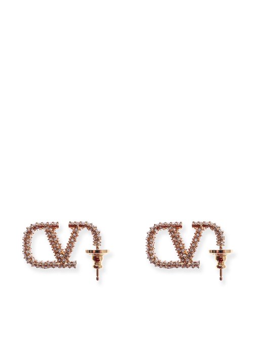 Valentino Garavani Vlogo Signature Earrings With Swarovski Crystals - Oro 18/Crystal Silver Shade - 8W2J0G73YCWMH5