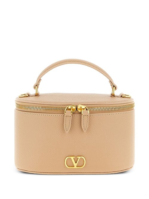 Valentino Garavani Vlogo Signature Leather Vanity Case - Beige/Blue/Pink - WP0AX8SNPWRP