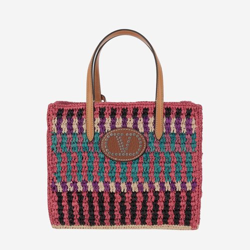 Valentino Garavani Vlogo Signature Raffia Shoulder Bag - Multi-Color/Yellow - 6W2B0R36CFSR8S