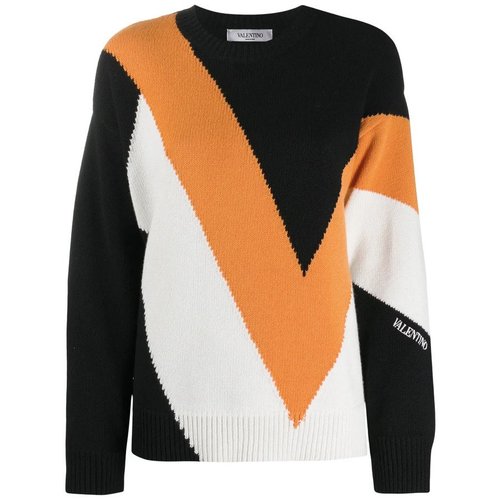 Valentino Intarsia Knit Jacket - Black - UB3KC15Q5NE64S
