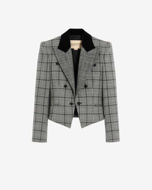 Valentino Wool Check Jacket - Grey - 8B3CE5859W7C1W