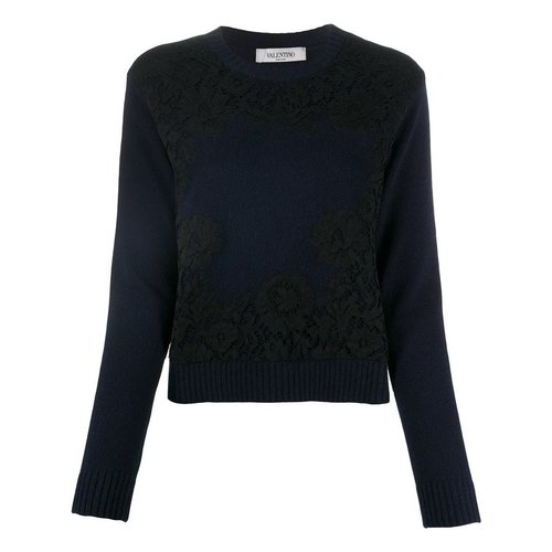Valentino Lace Overlay Jacket - Blue - UB3KCB425MVC98