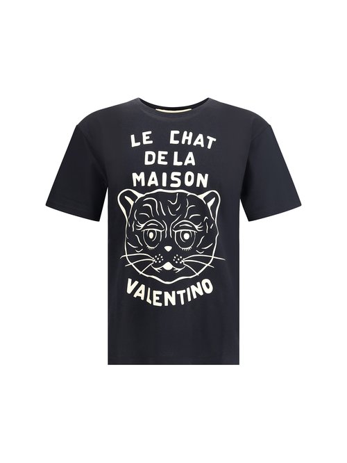 Valentino Black Cotton T-shirt - Nero/Burro - 7V3MG16PB329RA