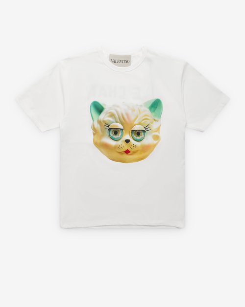 Valentino White Cotton Print T-shirt - A03 Avorio - 8V3MG16PBD0