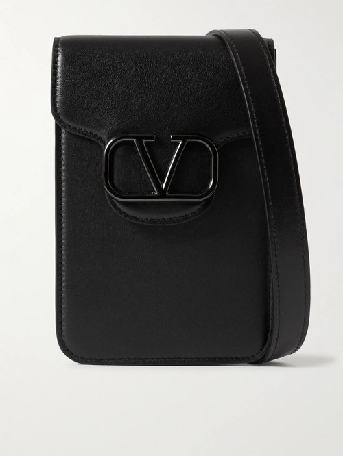 Valentino Logo-Embellished Leather Phone Pouch - 0NO - 2Y0P0U34VTQ