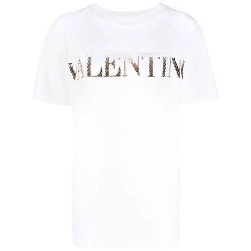 Valentino LogoPrint Cotton T-Shirt - White - 1B3MG18W7DN0BO