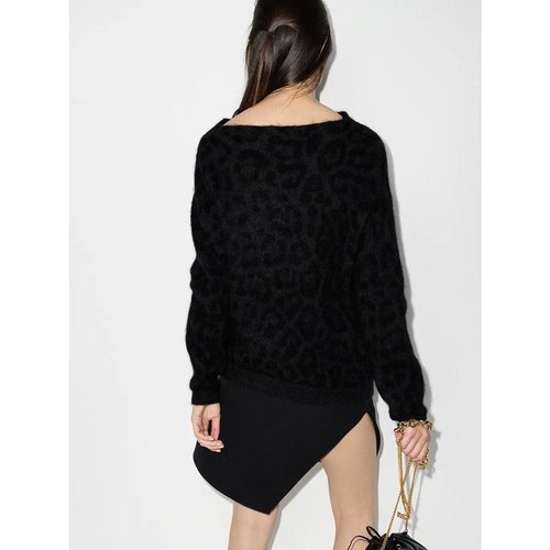 Valentino OffShoulder Leopard Knit Jacket - Black - UB0KC19R600L80