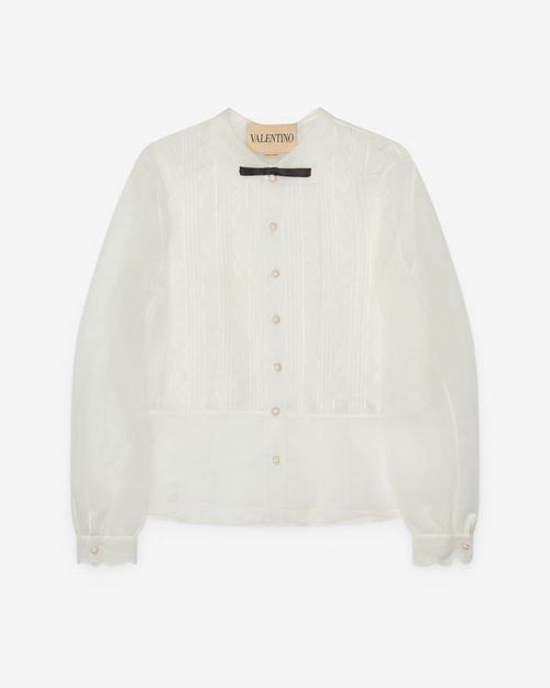 Valentino Organza Shirt - Ivory - 7B3AB7V51C8A03