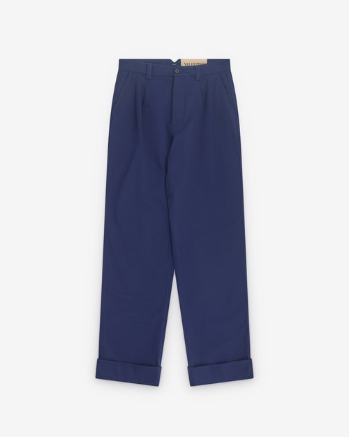 Valentino Pleated Work Trousers - Navy - 7V3RBN15ALS
