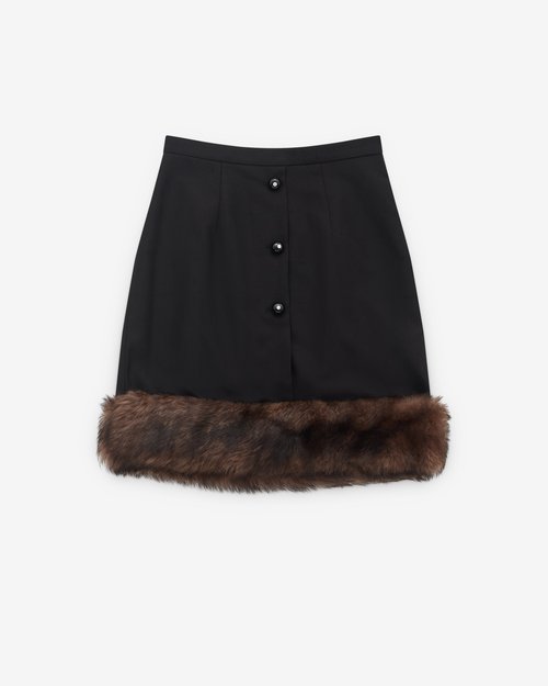 Valentino Shearling Trim Skirt - Black - 7B0RAE0090G