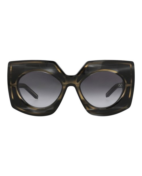 Valentino SquareFrame Acetate Sunglasses - Black Havana Black Havana Grey (Vls/127A/53)