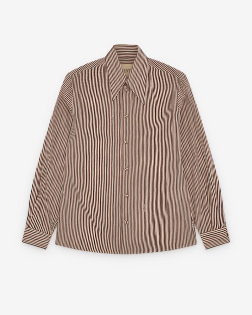 Valentino Stripe Silk Shirt - Brown - 7V0ABS20B56