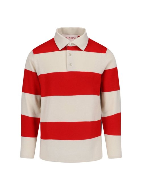 Valentino Striped Knitted Polo Shirt - 6V3KP03NAPARHK