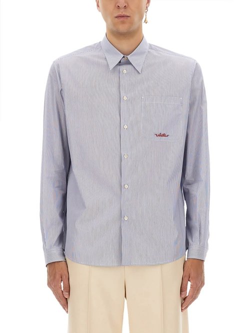 Tシャツ・カットソー VALENTINO FW25 STRIPED COTTON SHIRT (7V3ABS77B2Q 129) Ida-stepShops - Valentino Striped Shirt | 7V3ABS77B2Q129