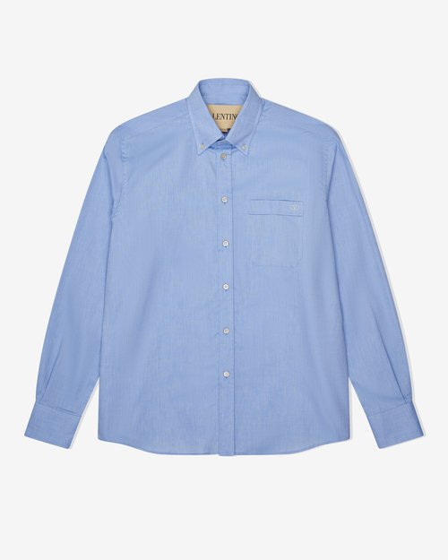 Valentino V-Logo Signature Shirt - Sky Blue - 7V3ABS80ATHCZV