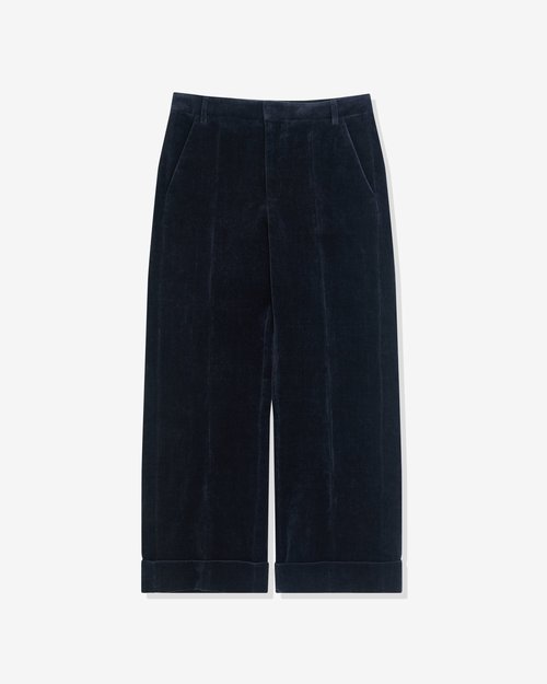 Valentino Washed Cotton-Linen Velvet Trousers - Night - 7V3RBJ70AM2FA8