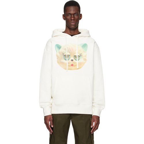 Valentino White Cotton Print Hoodie - A03 Avorio - 8V3MF28NBD1