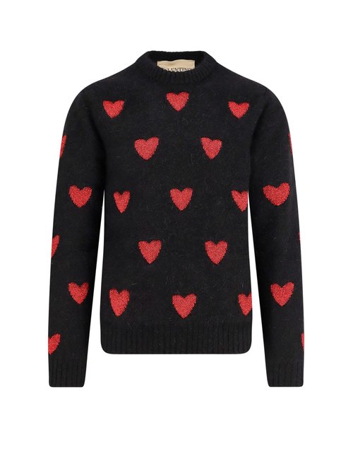 Valentino Wool And Mohair Sweater With Lurex Hearts - 7V3KC34QB0T0NR