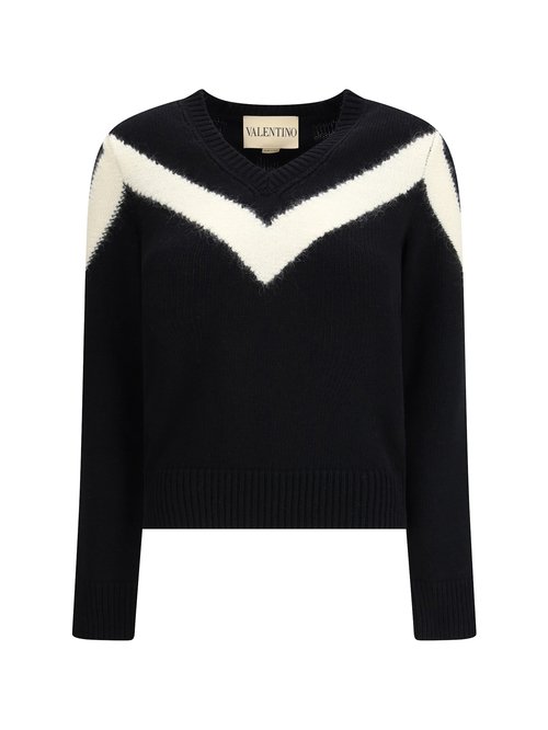 Valentino Black Virgin Wool Sweater - Nero/Avorio - 7B0KC69D9SL0NA