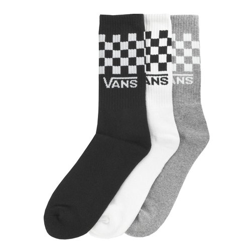 Vans 3 Pack Classic Check Crew - Black/White/Gray - VN000QBUY28