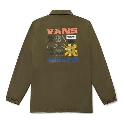 Vans Back Funny Pattern logo Sports Jacket Couple Style Green - Army Green - VN0A5H8RKCZ