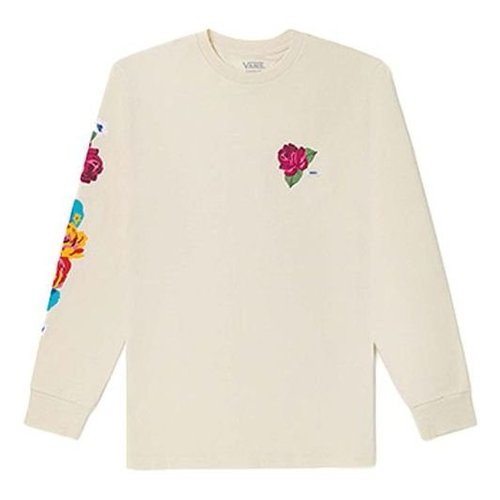Vans Flower Printing Round Neck Casual Long Sleeves Couple Style White - Creamy - VN0A5FQB7VJ