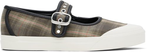 Vans Khaki LX Mary Jane Lo Pro Ballerina Flats - Prep Plaid Olive - VN000D34OLV1