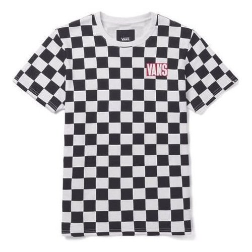 Vans Logo Grid Printing Colorblock Short Sleeve Couple Style - Black - VN0A4MLUJ0Z